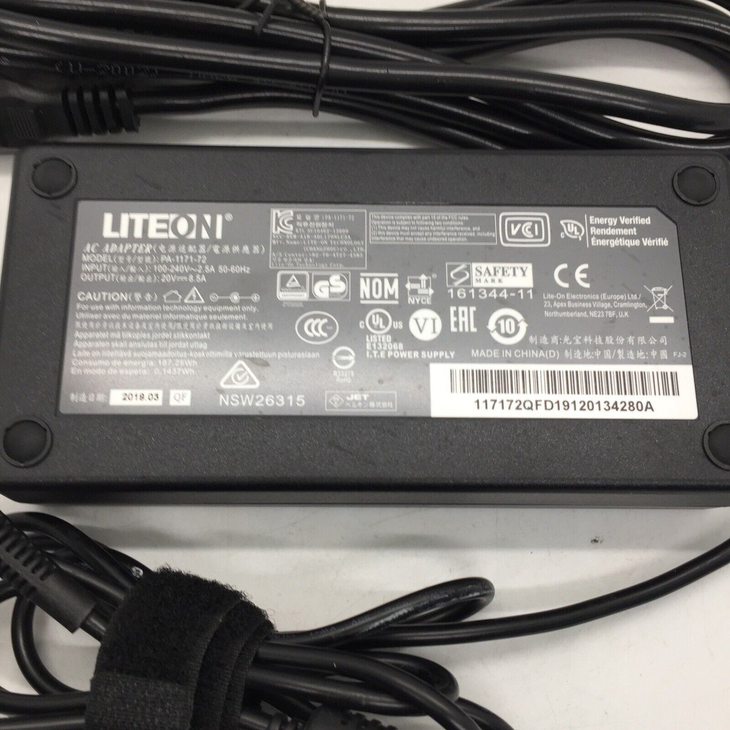 Genuine Slim LITEON 20V 8.5A 170W 7.4mm*5.0mm Pin PA-1171-72 NSW26315 AC Adapter