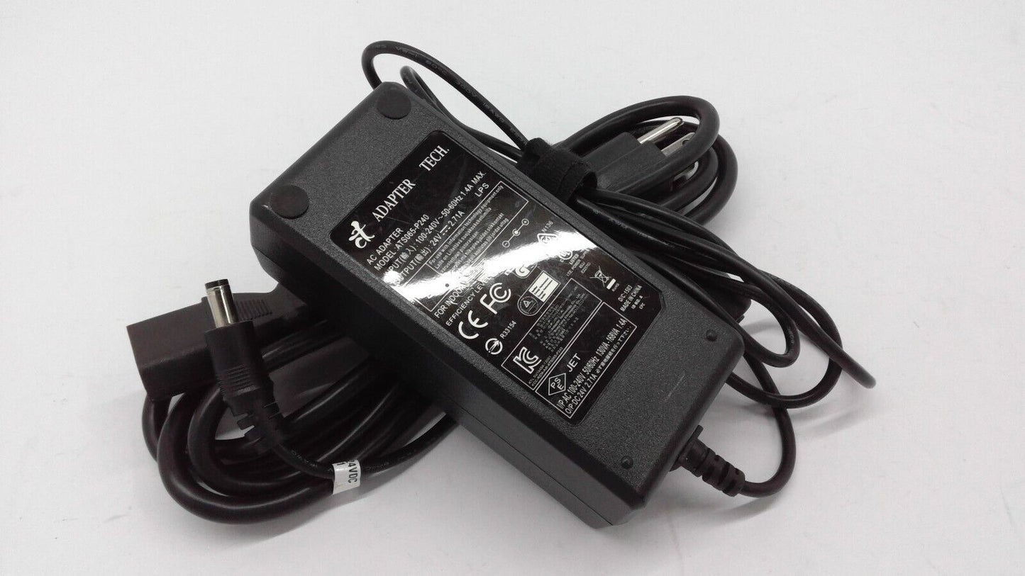 Genuine Adapter Tech ATS065-P240 Power Supply 24V 2.71A 65W AC Adapter w/Cord