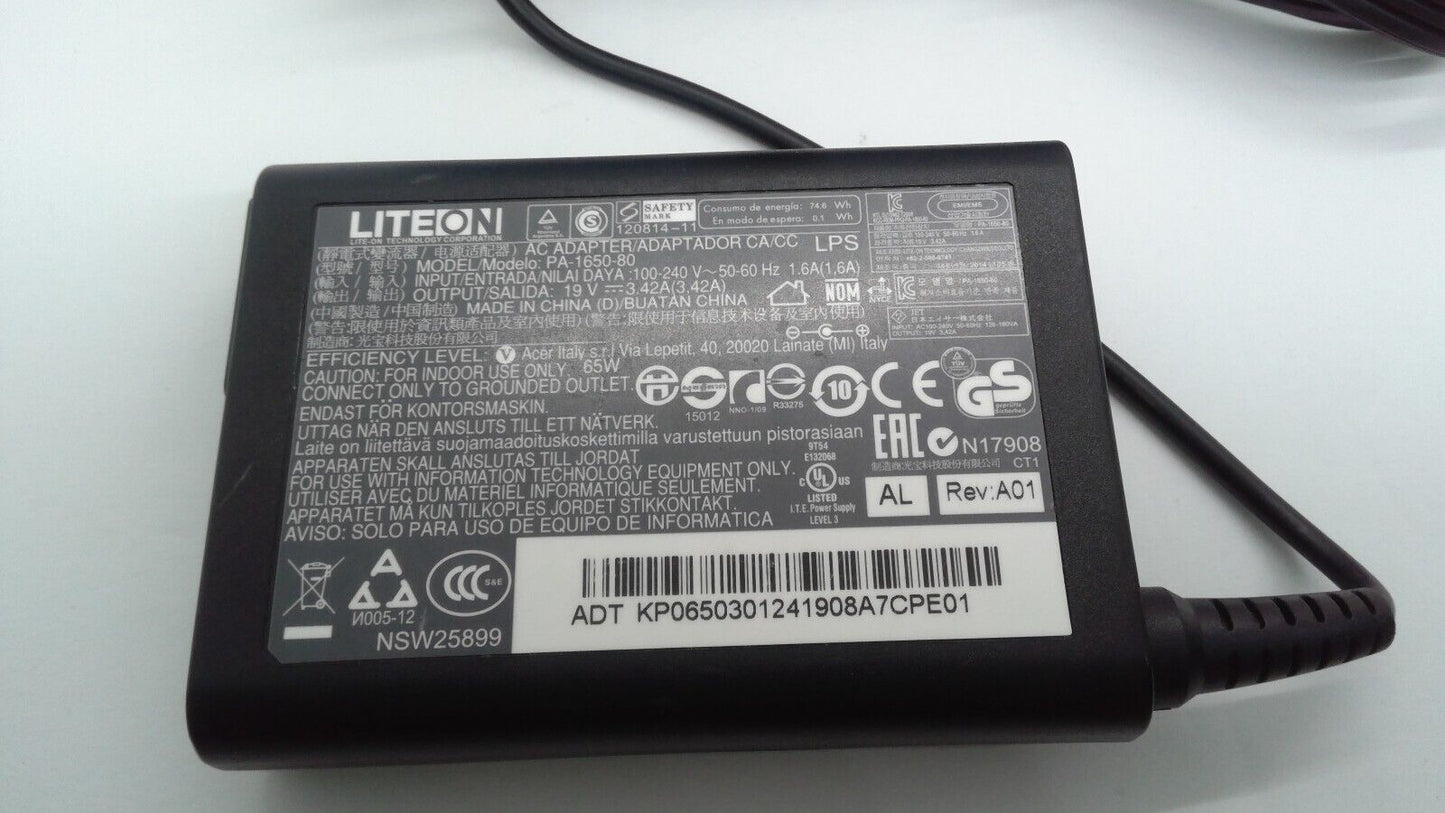 Genuine 65W Liteon AC Adapter PA-1650-80 19V 3.42A 3.0*1.1mm w/Power Cord