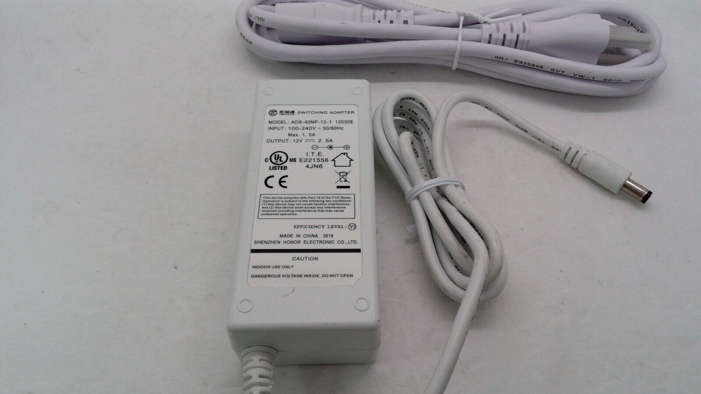 HOIOTO 12V 2.5A Power Supply ADS-40NP-12-1 12030E Ac Adapter  Charger White