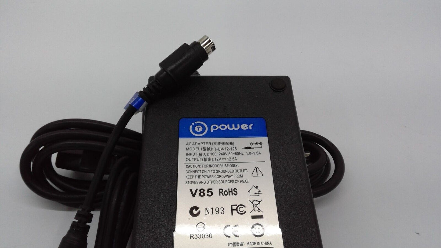 T Power AC Adapter Model T-UV-12-125 12V 12.5A 4PIN