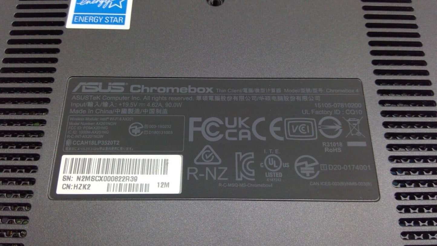 ASUS Chromebox 4 mini PC i7-10510U/16GB RAM/256GB SSD Chrome OS WiFi