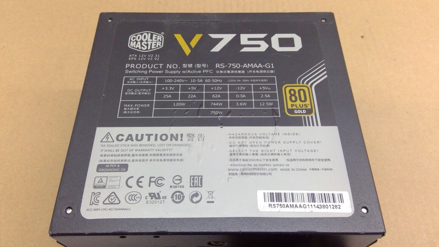 Cooler Master V750 750W ATX PSU Power Supply, Semi Modular 80+ Gold RS-750-AMAA