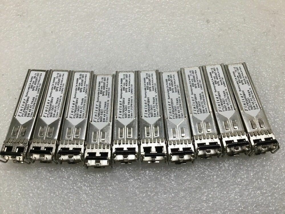 Lot of 10 - Finisar FTLF8524P2BNV 4GB SFP GBIC Fiber Channel Transceiver