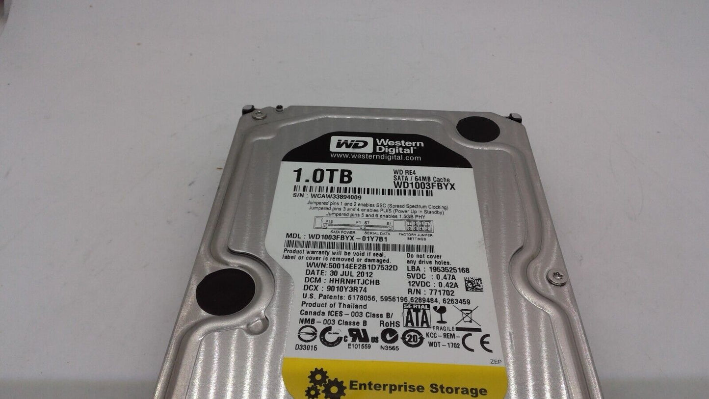 Western Digital WD1003FBYX 3.5" 1TB 7200RPM SATA 64MB 3Gbps RE4 HDD Hard Drive