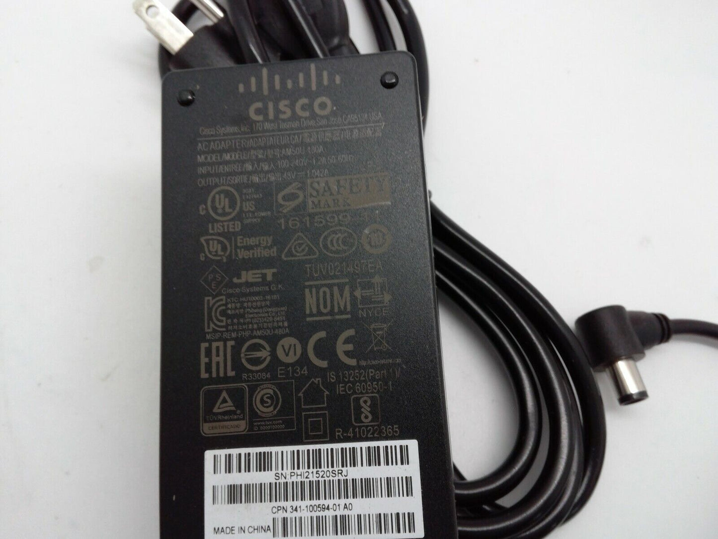 Genuine Cisco 50W AC Adapter 48V 1.042A Power Supply for IP Phones AM50U-480A