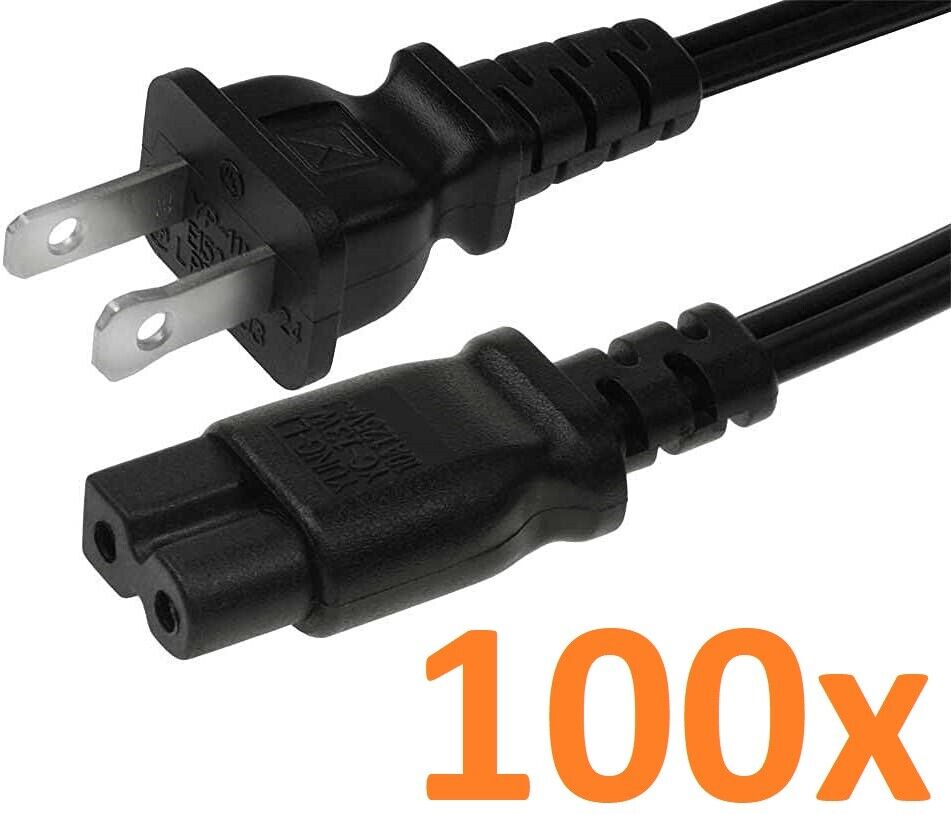 Lot (100) US 2 Prong Pin 6ft Polarized Power Cord Cable