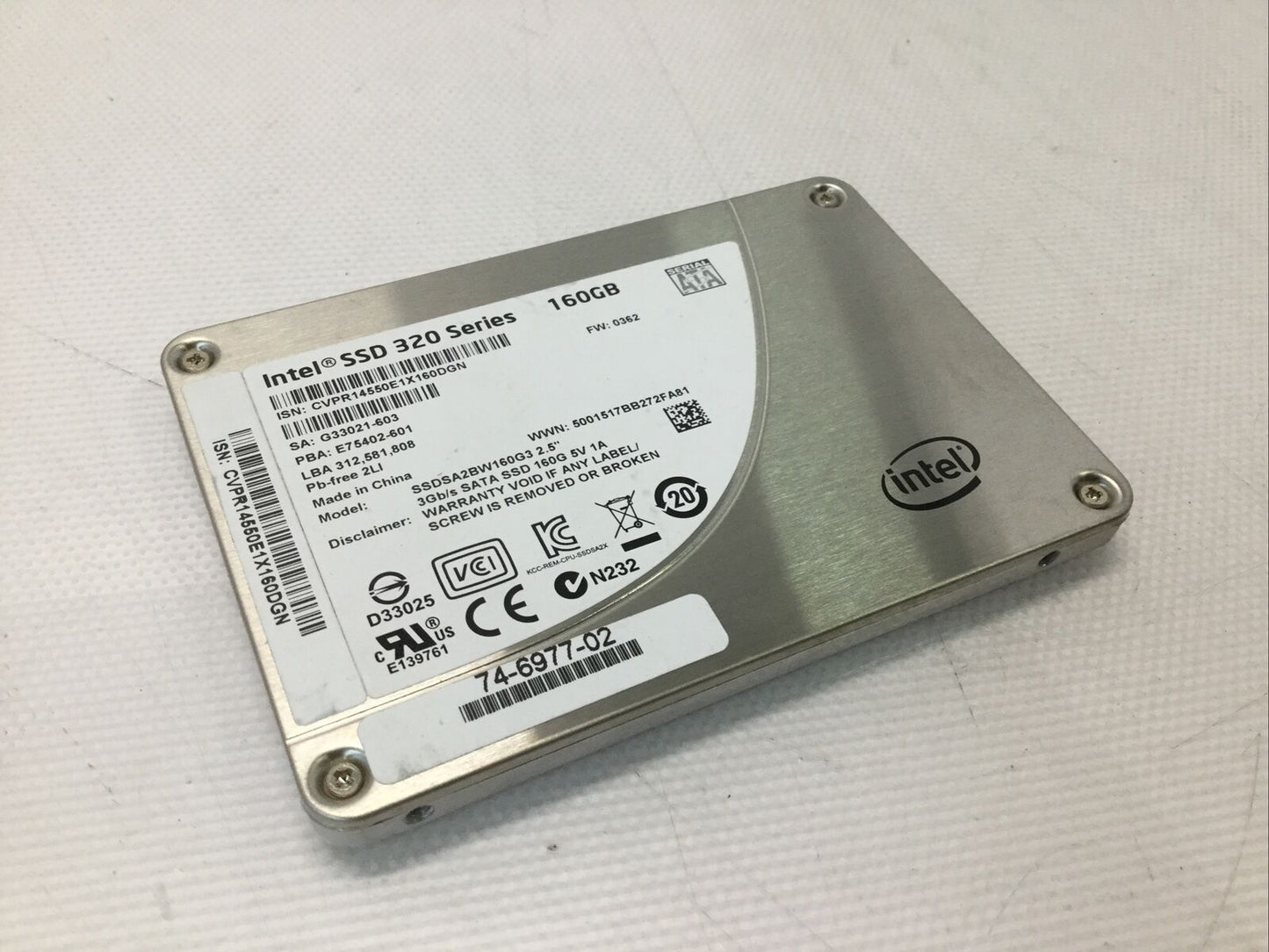 Intel 320 Series 160GB 2.5" SATA SSD Hard Drive SSDSA2BW160G3