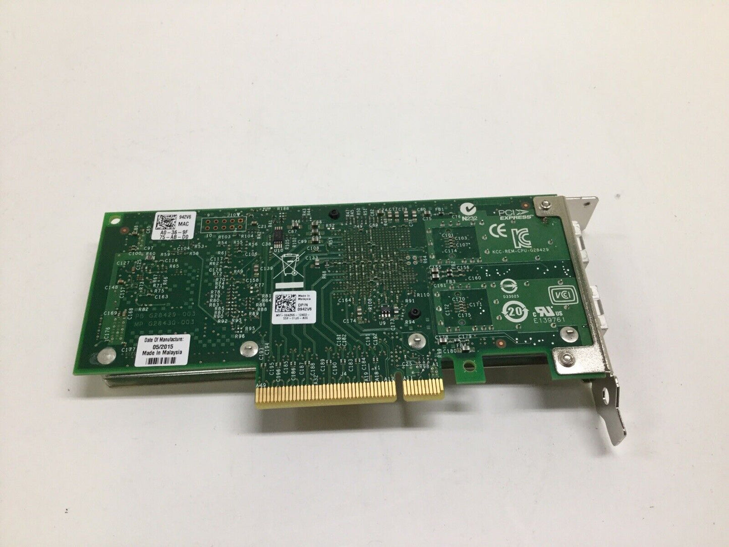 Dell 0942V6 942V6 Intel X520-DA2 Dual Port 10Gb SFP+ PCIe Server Adapter LP