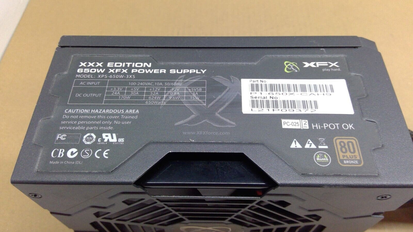 XFX XPS-650W-3XS XXX Edition 650W ATX PSU Power Supply, Semi Modular 80+ Bronze