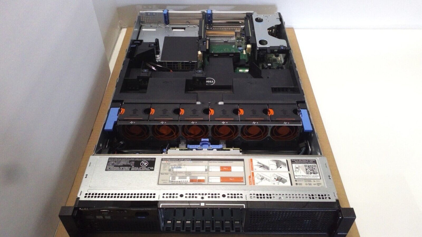 Dell PowerEdge R730 8SFF 2U Server Barebone, 8 Bay 2.5" 2x 750W PSU 2x Heatsinks