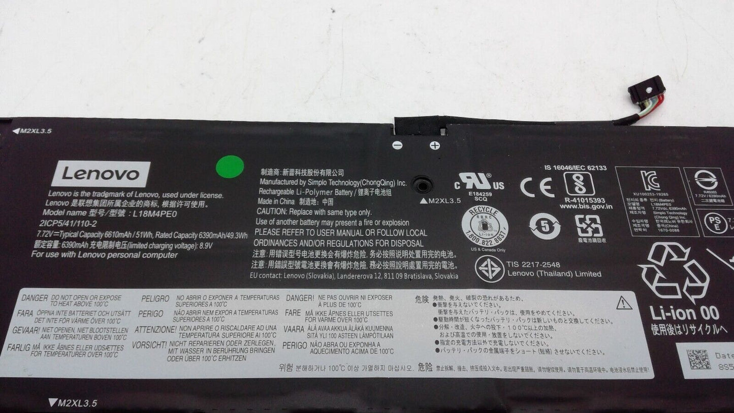 Genuine Lenovo Battery Laptop Yoga 14" C740-14IML 7.72V 6390mAh L18M4PE0