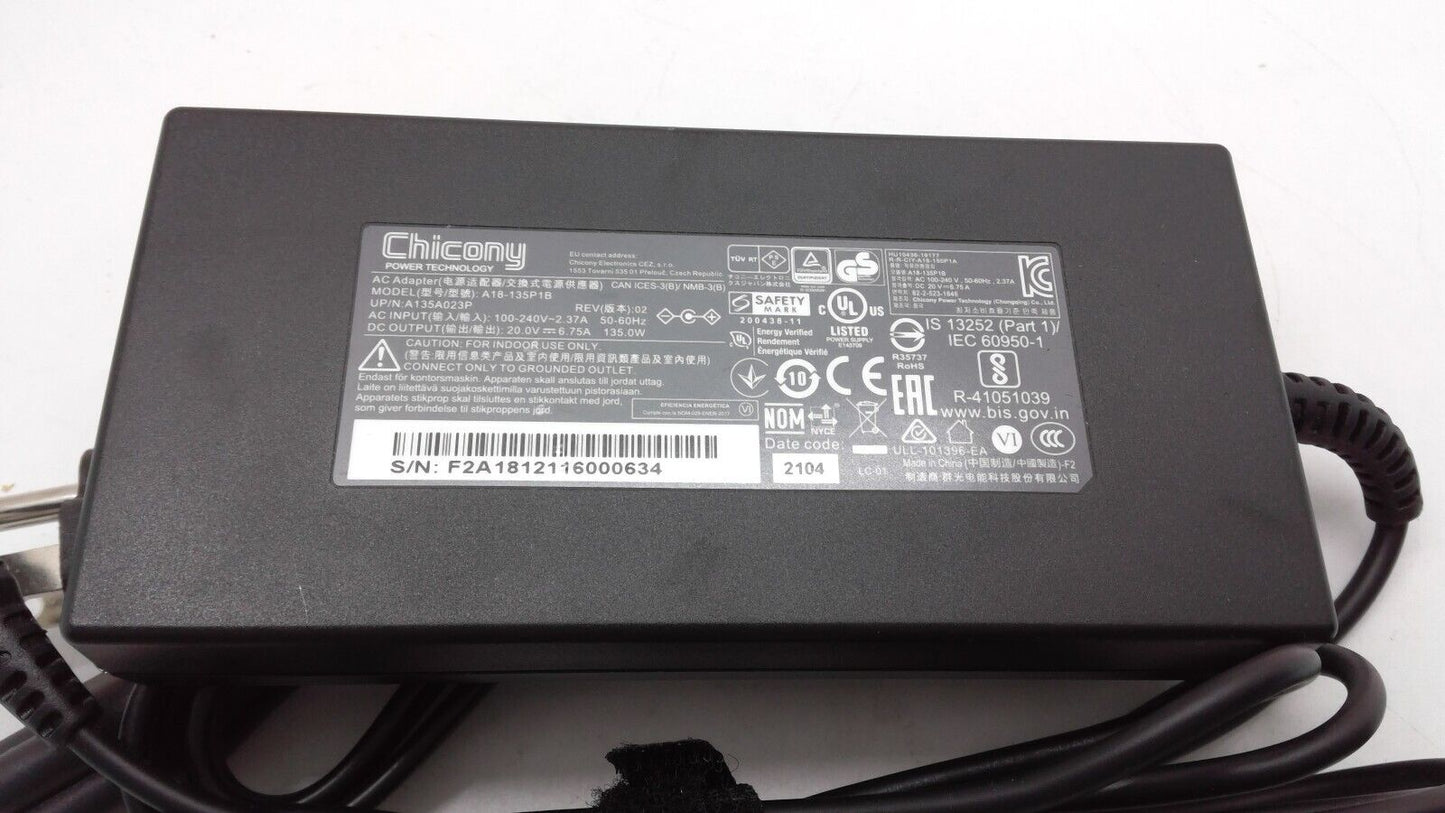 Chicony AC Adapter Model A18-135P1B AC Input 100-240V-2.37A 50-60Hz