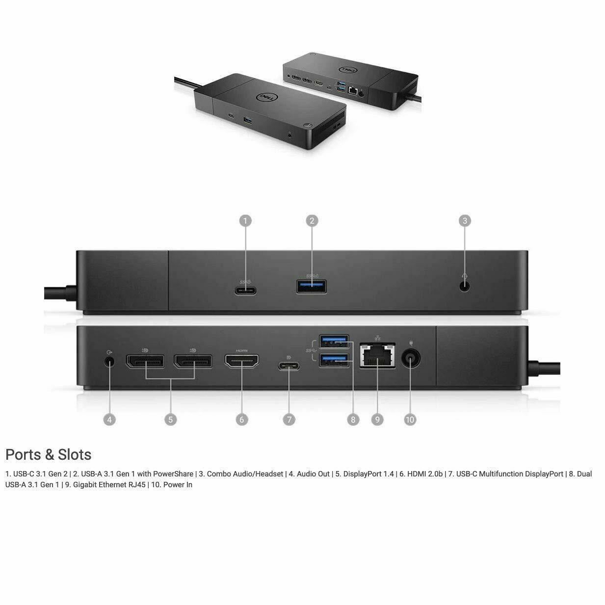 Dell Performance Docking Station Dual-C WD19DC **NO AC Adapter**