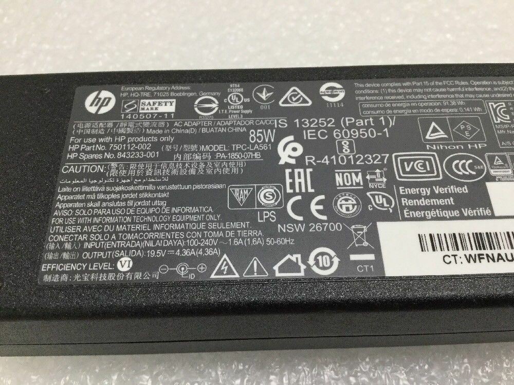 Genuine HP 85W AC Adapter TPC-DA561 TPC-LA56 100-240V 19.5V 4.36A 708779-001