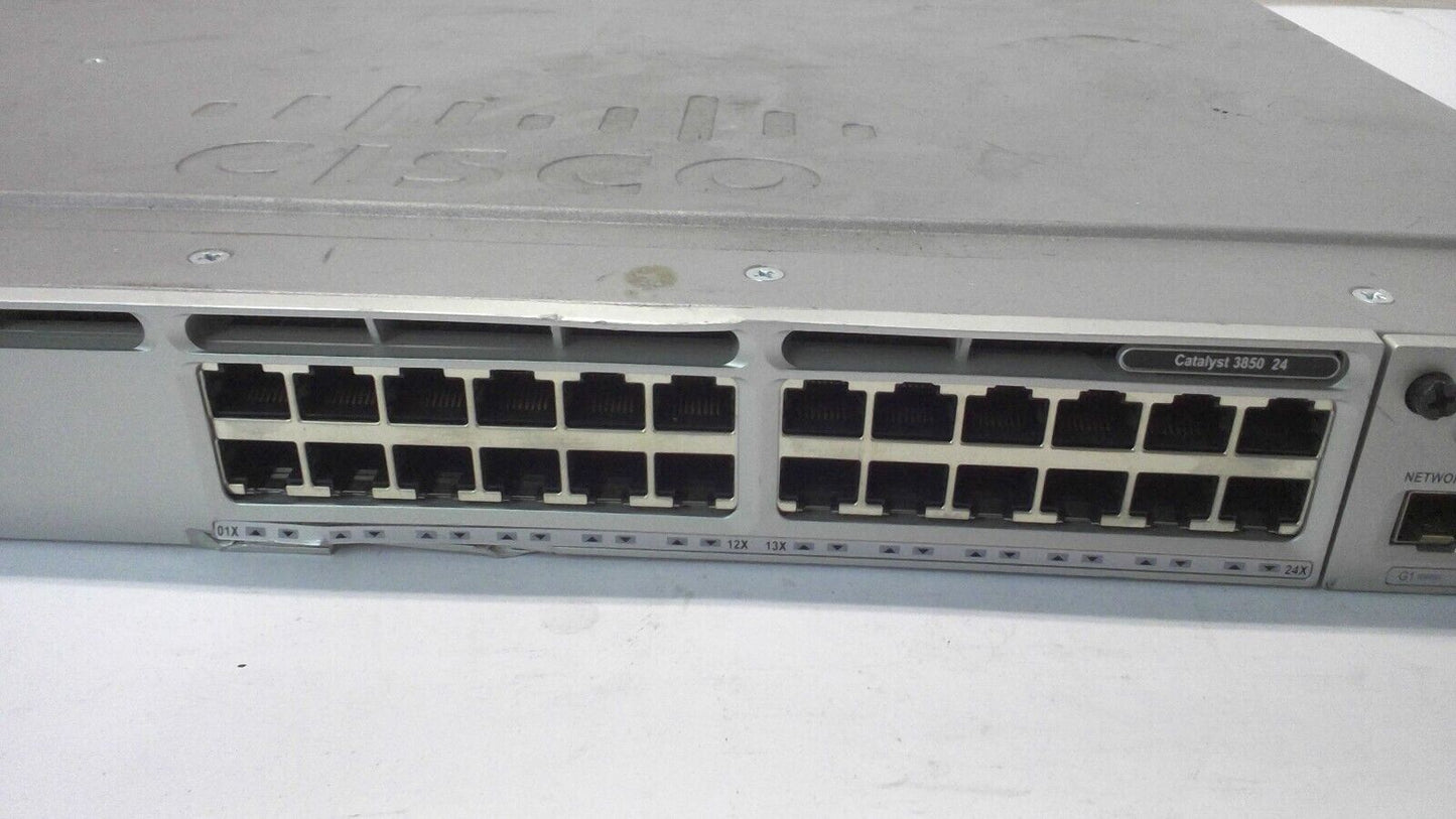 Cisco Catalyst WS-C3850-24T-E w/C3850-NM-4-1G module 1 Power Supply and 3 FANS