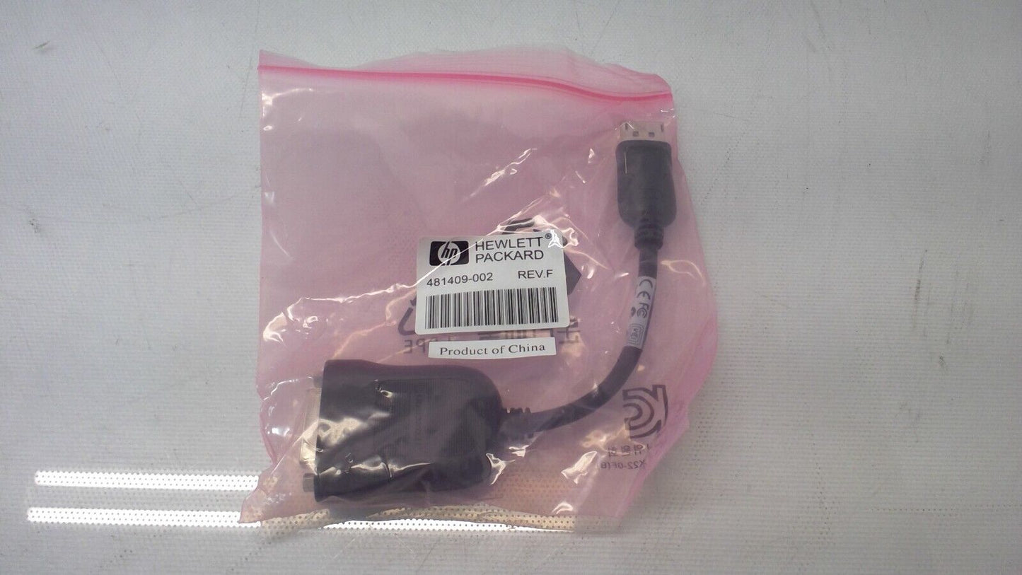 Genuine HP DisplayPort to DVI Adapter, Black, New, Foxconn 481409-002