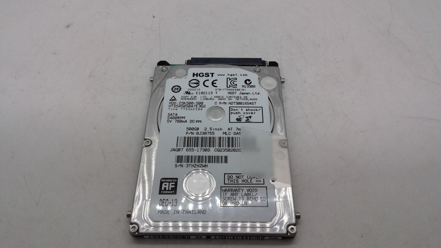 HGST 500GB 2.5" HDD Hard Drive Apple 655-1730 HTS545050A7E362 5400RPM