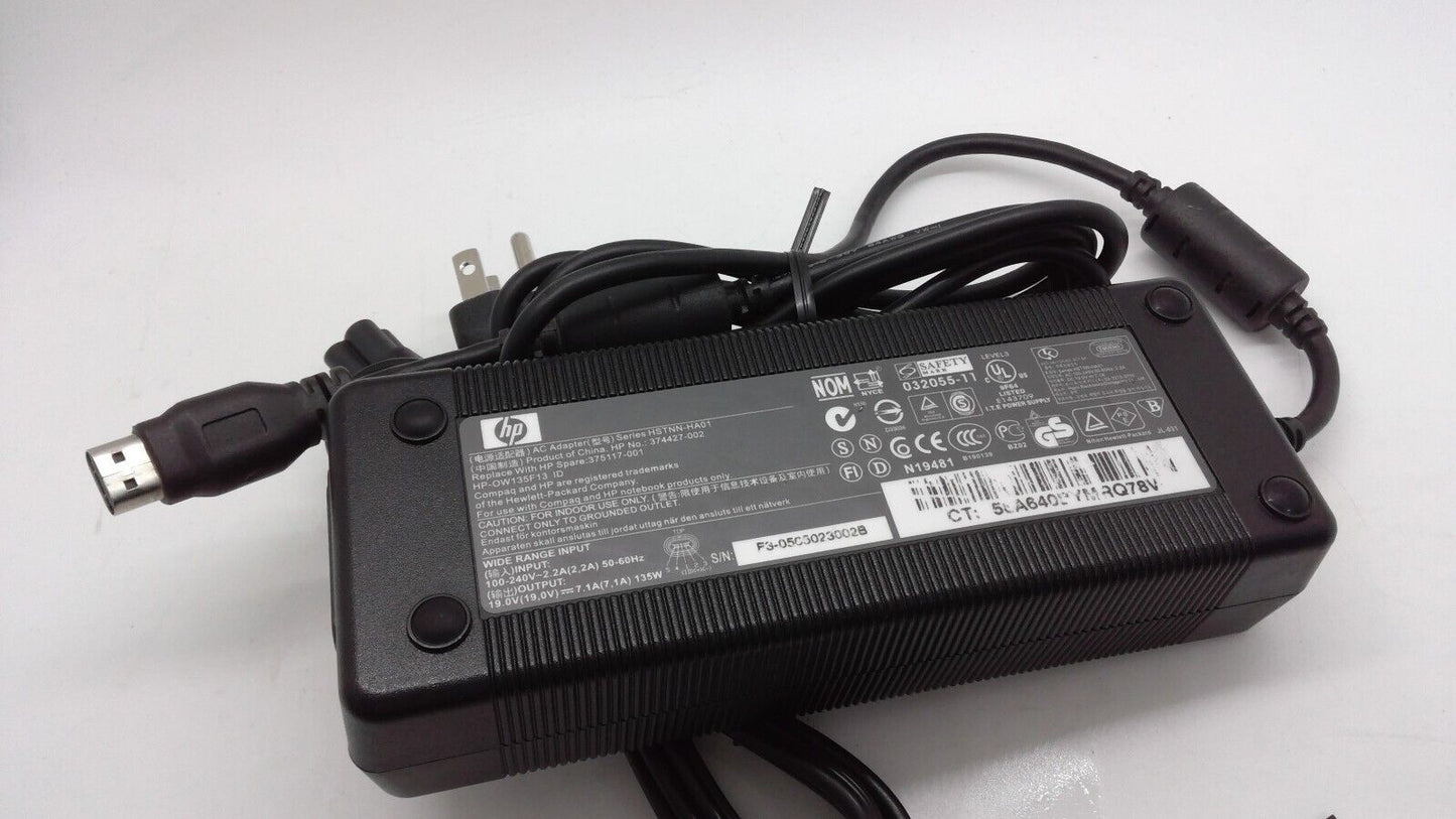 Original HP 19V 7.1A 135W AC Adapter HSTNN-HA01 3 Pin Tip 374427-002