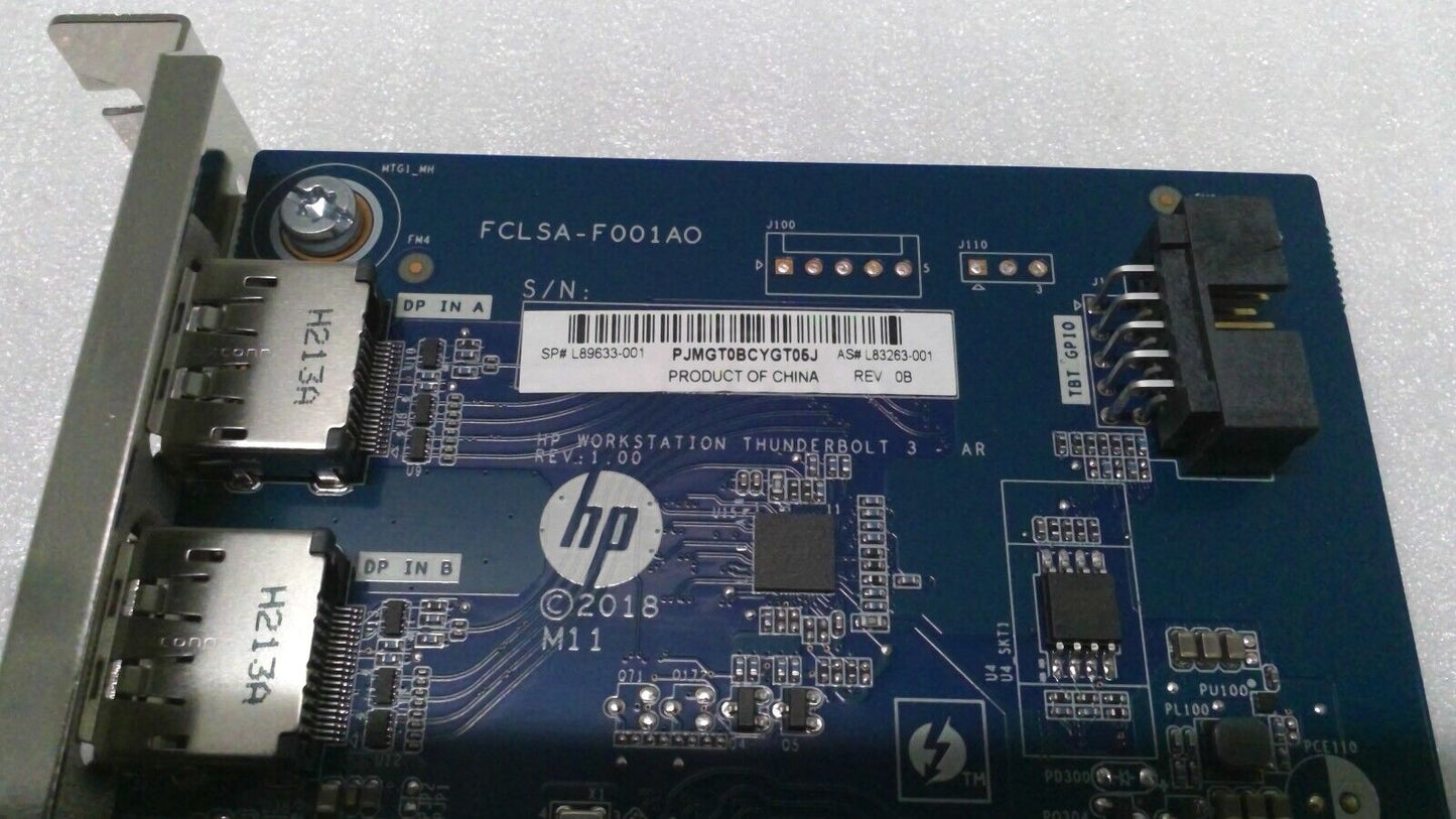 HP Thunderbolt 3 PCIe I/O Card 2-port w/ Cable L83263-001 L89633-001 Z4 Z6 Z8 G4