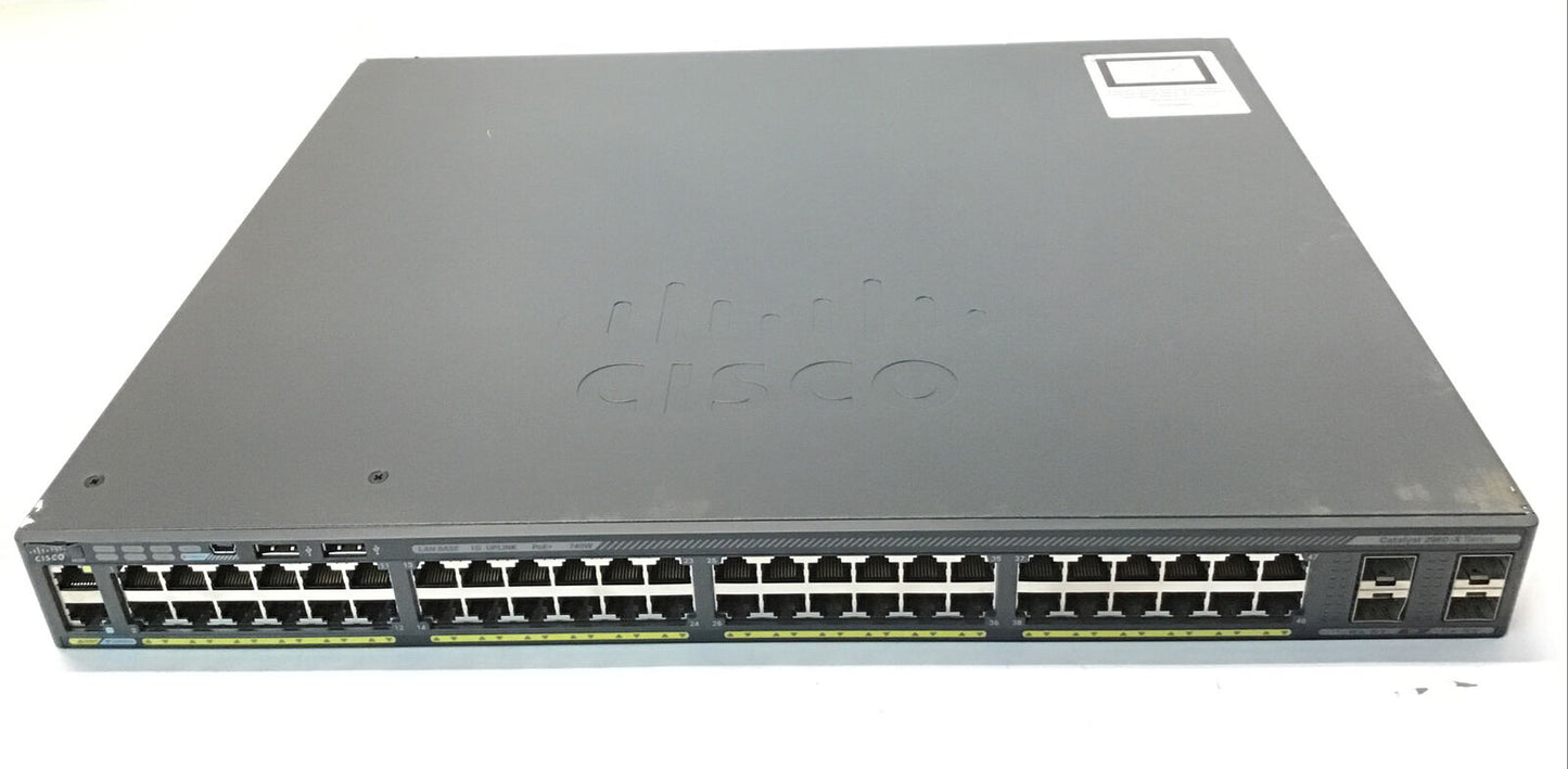 Cisco Catalyst WS-C2960X-48LPS-L 48-Port PoE+ Gigabit Switch w/ C2960X-STACK