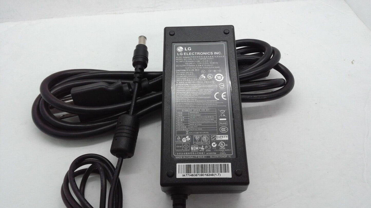 Genuine LG LED Monitor Model FSP036-DGAA1 12V 3.0A Charger Power Supply Cord