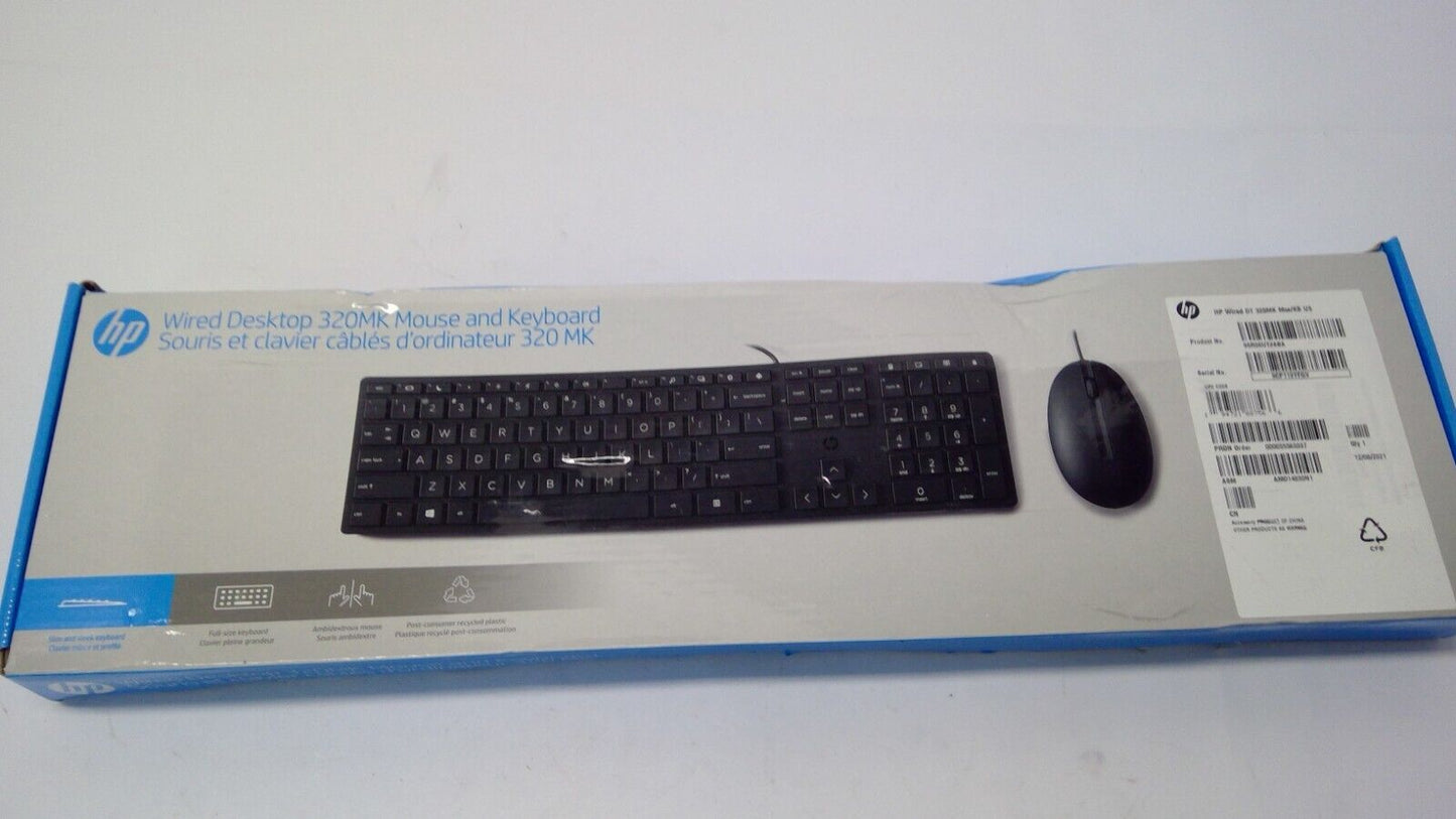 HP Wired Desktop 320MK Mouse and Keyboard,USB (9SR36UT#ABA)